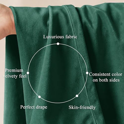 StangH Emerald Green Grommet Velvet Blackout Curtains, W42xL84, 2 Panels - color: Green Series - Emerald Green, size: 42"W x 84"L (Pack of 2)