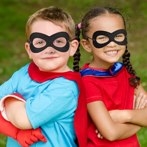 Superhero Black Eye Masks - Felt Halloween Dress Up Masks, Adjustable Black Masks with Elastic Rope - Great Party Cosplay Accessory - for Superhero Bandit Thief Adult Kids(4 Pcs) - style: 4 Pcs