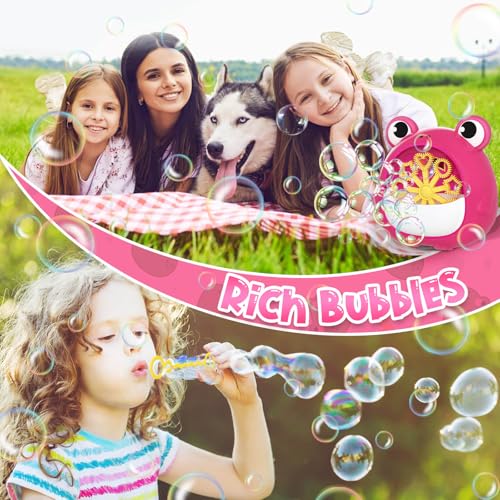 Frog Bubble Machine Toys for Kids 3-8, Outdoor Party Birthday Gift | Bubble Blower Maker with 2 Solutions, Gift for 3 4 5 6 7 8 Year Old Girls Boys - color: Red