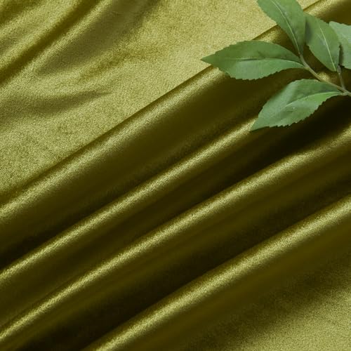 Roslynwood Olive Green Velvet Curtain 84 inch Long - Curtains Block Light Thermal Insulated Rod Pocket Window Drapes Set for Bedroom/Living Room, Olive Green, W52 x L84 inch, 2 Panels - color: Olive Green, size: 52"W x 84"L (Pack of 2)