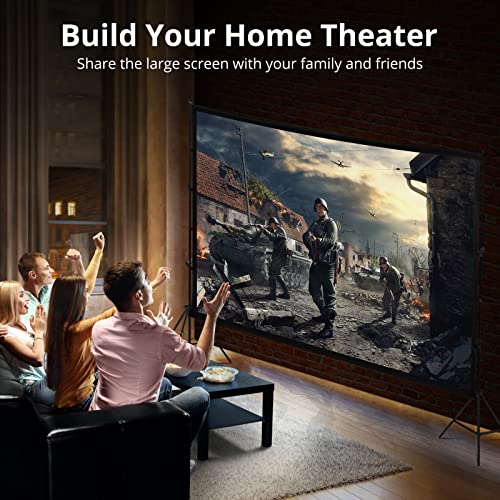 Projector Screen with Stand, 120 inch Portable Projection Screen, 16:9 4K HD Rear & Front Projections Movies Screen with Carry Bag, for Indoor Outdoor Home Theater Backyard Camping