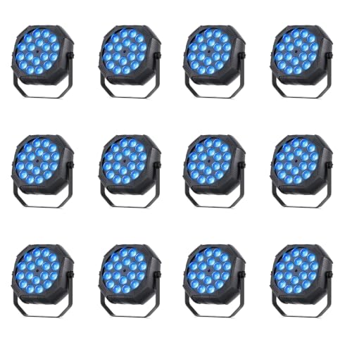 Mini Wireless Uplight, 18 * 2W LED RGB Stage Lights, 12 Pack