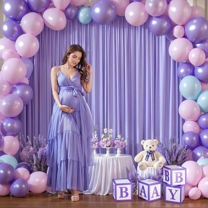Lavender Backdrop Curtain 2 Panels-Wrinkle-Free Champagne Curtains Polyester Photography Drapes for Baby Shower Birthday Party Photo Background Backdrop Stand- 8 X10FT (Lavender) - color: Lavender, size: W4' x H10'(2 panels)