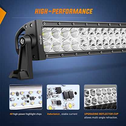 Nilight - ZH004 22Inch 120W Spot Flood Combo Led Light Bar 2PCS 4Inch 18W Flood LED Pods Fog Lights with 16AWG Wiring Harness Kit-2 Leads,2 Years Warranty - color: 120W Light +2Pcs 18W LED Pods +Wiring Harness, size: Light Bar