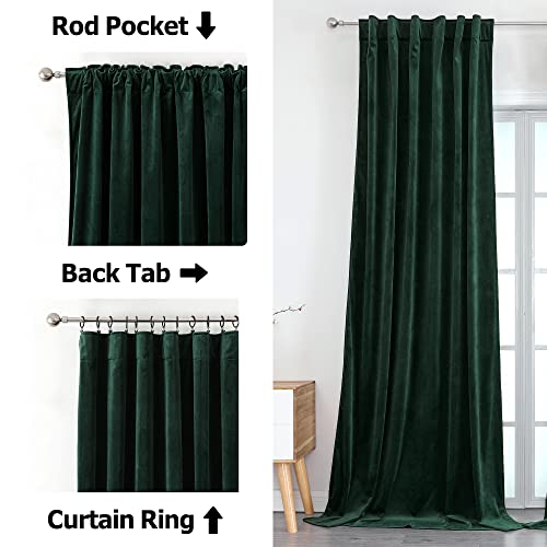 Benedeco Emerald Green Velvet Blackout Curtains 52x96, 2 Panels | Elegant Room Darkening Thermal Insulated Noise Reducing Velvet Window Drapes with Back Tab and Rod Pocket for Living Room - color: Emerald Green, size: 52"W x 96"L (Pack of 2)