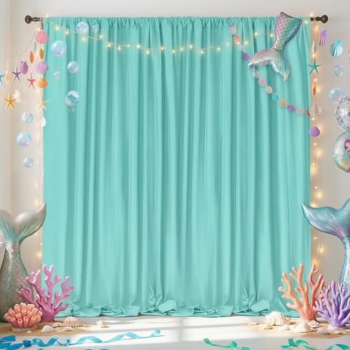 Turquoise Backdrop Curtains 10ftx8ft Mermaid Polyester Photo Drapes - color: Turquoise, size: 2 Panels 5ft X 8ft