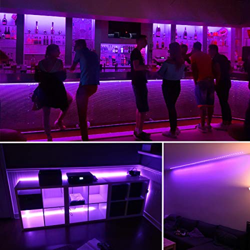 20ft LED Black Light Strip Kit, 12V Blacklight LED Strips, Touchable | 360 Units Led, Flexible Blacklights for Halloween, Bedroom, Glow Party, Fluorescent Decor, Indoor, Non-Waterproof - size: 20 ft