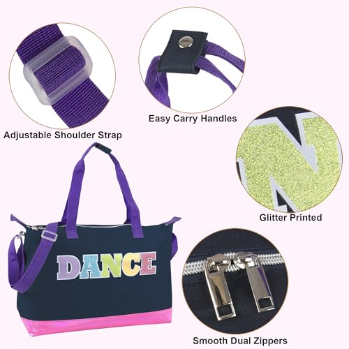 Garment Dance Shoulder Bags for Girls, Teen Dancers, Costumes, Boys | Holographic Glitter Dance Bag for Kids - color: Dance Rainbow