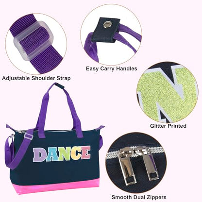 Garment Dance Shoulder Bags for Girls, Teen Dancers, Costumes, Boys | Holographic Glitter Dance Bag for Kids - color: Dance Rainbow