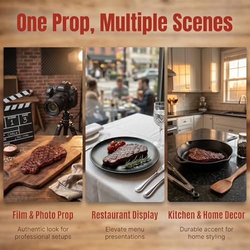 2PCS Artificial Lifelike Steak Prop – Realistic Fake Cooked Roast Beef Simulated Food for Movie Props, Scene Shooting, Restaurant Display to Attract Customers