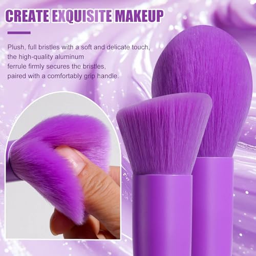 BS-MALL Makeup Brush Set 18 Pcs Premium Synthetic Foundation Powder Concealers Eye shadows Blush Makeup Brushes with Case (Purple) - color: Purple