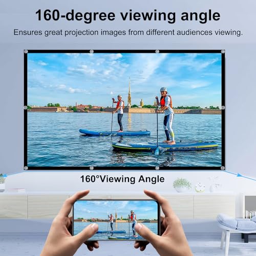 Projector Screen, DUYIKJ 84 inch Foldable Portable Rear Front Projector Screen Indoor Outdoor 4K 16:9 HD Double Sided Projection Movies Screen for Camping Party,Backyard Home Theater