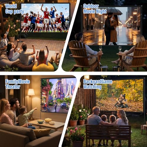 Outdoor Projector Screen with Stand - 120 Inch Portable Projector Screen Outdoor Indoor Projection Screens 16:9 4K HD Movie Screens with Carry Bag Can Enjoy Home Theater Projection Screens