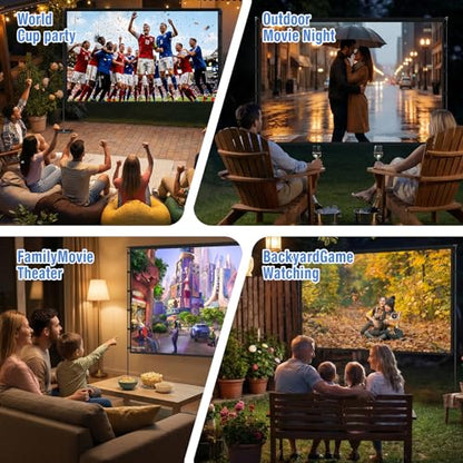 Outdoor Projector Screen with Stand - 120 Inch Portable Projector Screen Outdoor Indoor Projection Screens 16:9 4K HD Movie Screens with Carry Bag Can Enjoy Home Theater Projection Screens