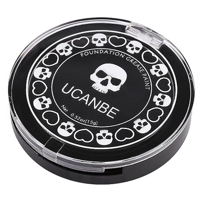 UCANBE Black Cream Face & Body Makeup Foundation, Professional Non-Toxic Greasepaint, Halloween Face Body Paint Palette for Kids & Adults, Facepaint for SFX Clown Zombie Vampire Skull Skeleton Cosplay - color: Black