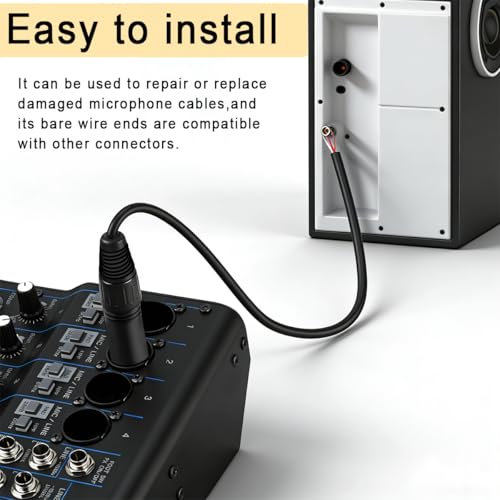2 PCS 3 Pin XLR Male Pigtail Bare Wire Connector Microphone Cable OFC Conductor Low Noise Shielding PVC Jacket with Heat Shrink Tube for Audio Mixer DMX Lighting (30cm/11.8inch)