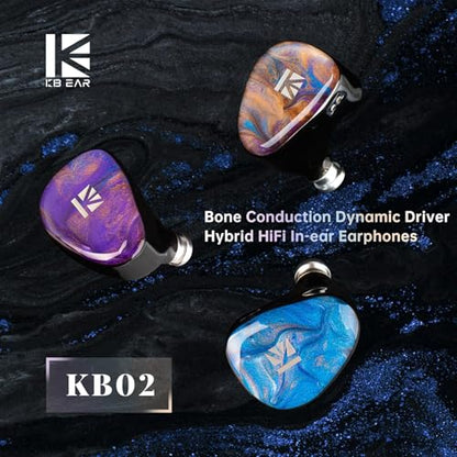 KBEAR KB02 Colorful Resin Shell in Ear Monitor Headphones, Bone Conduction Dynamic Driver Wired Earbuds, IEM Headphones HiFi Earphones with 2Pin 4N OFC Cable 3.5mm Plug for Singers Musicians, Blue - color: Blue