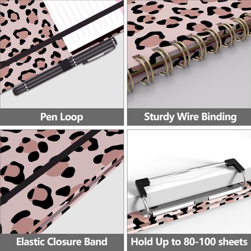 Clipboard Folio with Storage 8.5 X 11 Padfolio Notebook, Clipboards with Notepad Spiral with 10 Pockets and 5 Folders Nursing Teacher School Essentials (Pink Cheetah Spots) - color: Pink Cheetah Spots