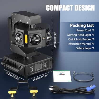 6PCS Moving Head DJ Lights, Infinite 3-Axis Rotation, 7x2° Narrow-Beam LEDs + 108-LED Rotating Halo with 30 Effects, Sound/DMX Control (19/25CH) for Wedding Parties, Bars & Nightclubs - color: 6-pack