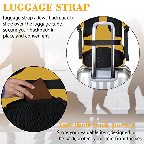 MATEIN Yellow Travel Laptop Backpack, 15.6 Inch Computer Student Bookbag | Anti Theft, Water Resistant, Breathable, Sturdy Lightweight College Backpack, Carry On Personal Item Bag, Gifts for Women Men - color: Yellow, size: 15.6 Inch