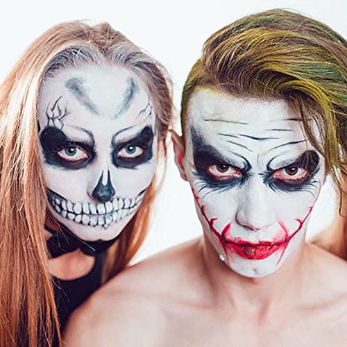 MEICOLY Clown Makeup Kit,White Black Red Face Body Paint for Halloween Devil Joker Zombie Vampire Skeleton SFX Makeup,Pro Oil Based Body Paint with 6 Painting Brushes,4 Sponges,130g/4.59 oz - color: Black White Red Face Paint