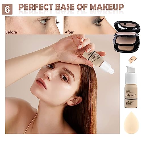 All in One Makeup Kit Full 12 Colors Naked Eyeshadow,2 Color Compact Powder,Liquid Foundation,Lipsticks, Blush,Eyebrow Soap,Winged Eyeliner Stamp,Makeup Gift Set for Women, Teens & Girls(Naked) - color: 12-Pink