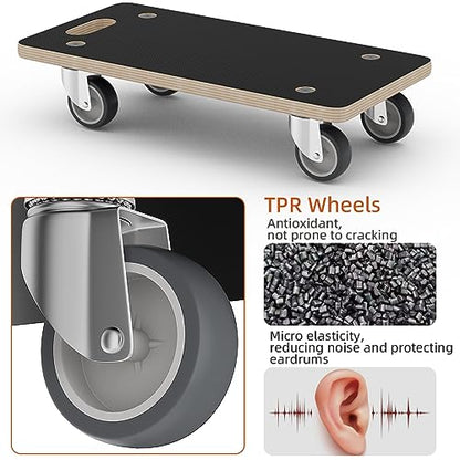 Wood Platform Dolly 4 Wheels Heavy Duty Furniture Mover Dolly 550 Lbs Capacity (2 Packs) Christmas Edition Color Family Trolley Specification - color: Rectangle