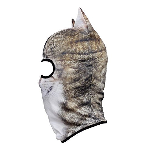 WTACTFUL 3D Animal Ears Balaclava, Breathable Face Mask for Halloween | Stand-Up Ears, Windproof Dustproof, Quick-Dry, No Fade Print, Soft, for Music Festivals Raves Ski Snowboard Moto Party - color: Cat Meb-20
