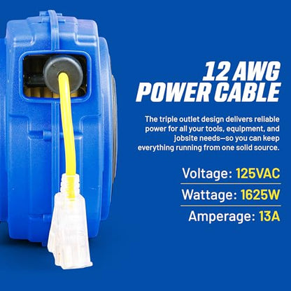 Goodyear Extension Cord Reels (12AWG x 40 FT (SJTOW Cable) w/LED Light-Up Tap)