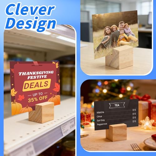 30Pcs 1.2x1.2 Inches Wood Table Number Stands, Wood Place Card Holders, Wooden Holders for Wedding, Ceremony, Birthday, Party, Home Decoration, Events (2mm Slots) - size: 30 Pcs- L 1.2"- Slots 2mm
