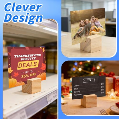 30Pcs 1.2x1.2 Inches Wood Table Number Stands, Wood Place Card Holders, Wooden Holders for Wedding, Ceremony, Birthday, Party, Home Decoration, Events (2mm Slots) - size: 30 Pcs- L 1.2"- Slots 2mm