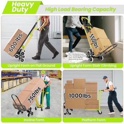 4-in-1 Stair Climbing Cart/Hand Truck Dolly,Convertible Platform Cart Green - color: Green-1