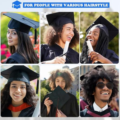 Graduation Cap Headband, Black Square Firm Anti-fall Hair Band for Graduation Hat, Graduation Gifts Hat Accessories for Graduates, Students, Women (Grad Cap Not Included) - color: Style 1