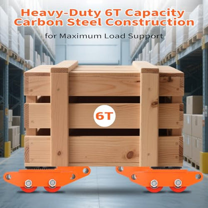 PrecisionAuto Heavy Duty Machinery Mover Skate Dolly – 8 Ton Load-Bearing – 4 Pack – 360° Swivel PU Wheels – Non-Slip Carbon Steel Roller – for Industrial Equipment & Pallets – 8T Load-Bearing - color: 8t/Pu Wheels