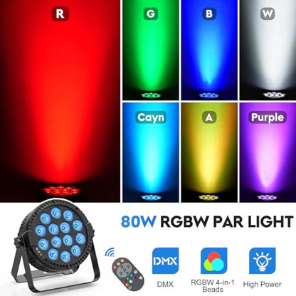 Stage Lights, 1 Pack U`King Par Can Lights RGBW LED 14x6W DMX Sound Activated, Uplights for Events Wedding Parties Church Live Show Concert Club