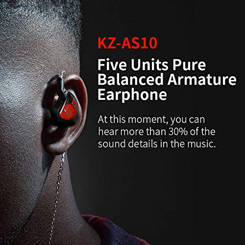 KZ AS10 Pure 5 Balanced Armature 5BA Earphone, Musician in Ear Monitor Headphone High Fidelity HiFi Headset (with Microphone, Green) - color: Green, size: With Microphone