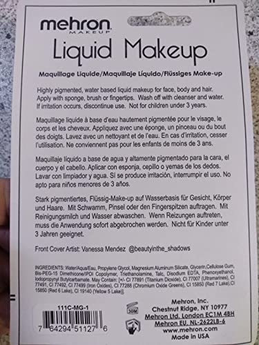 Mehron Makeup Liquid Makeup - MONSTER GREY, Face & Body Paint | 1 Fl oz Water-Based Face Paint & Body Paint Perfect for Halloween & Cosplay. Air Brush Compatible. Vegan & Made in the USA. - color: Monster Grey