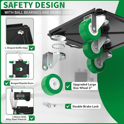 Heavy Duty Furniture Dolly 360 Rotate 5 Wheels 3400 Lbs Capacity 8.6x7.8 in | Upgraded Furniture Movers with Green Wheels, Measure Tape & Leveler, Alloy Steel Furniture Lifter Tool for Home & Office Uses - color: Green, size: 8.6x7.8 IN