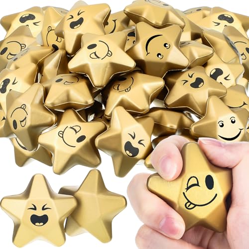 Deekin 36 Pcs Star Stress Balls Foam Relief Toys Bulk,Novelty,1.6 Inch | Mini Star Squeeze, Portable Pocket Size, Anxiety, Perfect Teacher Incentives, Office Stress Relief & Party Favor Supplies - size: 1.6 Inch, style: Novelty