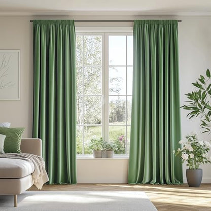 FMFUNCTEX Velvet Blackout Curtains Sage Green Thermal Insulated Curtains for Bedroom Living Room Darkening Curtains 84 Inches Long Soft Luxury Heavy Rod Pocket Sage Drapes Dining Room 2 Panels Set - color: Sage Green, size: 52"W x 84"L (Pack of 2)
