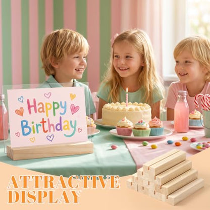 10Pcs 5.51x1.38 Inches Wood Table Number Stands, Wooden Place Card Holders, Acrylic Sign Holders for Wedding, Ceremony, Birthday, Party, Home Decoration, Events (3mm Slots) - size: 10 Pcs- L 5.51"- Slots 3mm
