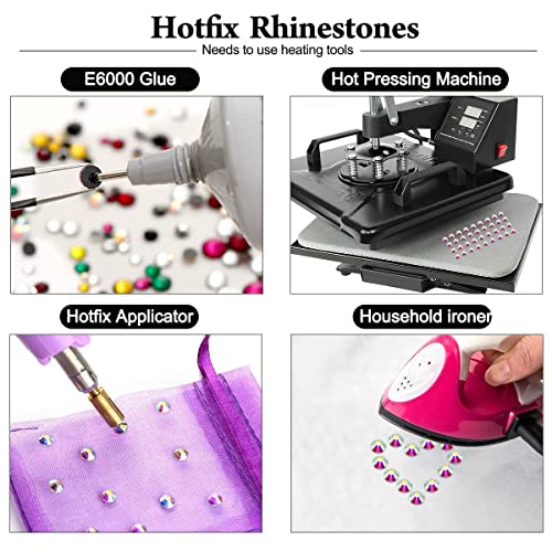 SS20 Grey Hematite Hotfix Rhinestones Bulk 1440PCS (4.8mm) – High Sparkle Glass Flatback Crystals for Clothes, Tumblers, Dance Costumes, Heat Press & DIY Crafts - color: Grey Hematite, size: SS20-4.8mm-1440pcs