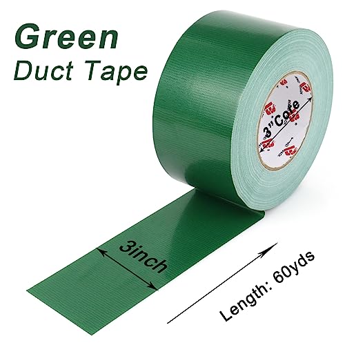 BOMEI PACK 3 Inch Green Duct Tape Waterproof,Heavy Duty,3 Inch x 60 Yards,9 Mil Industrial Grade Green Duct,No Residue,Strong,Flexible and All Weather,Professional for Indoor & Outdoor Use - color: green