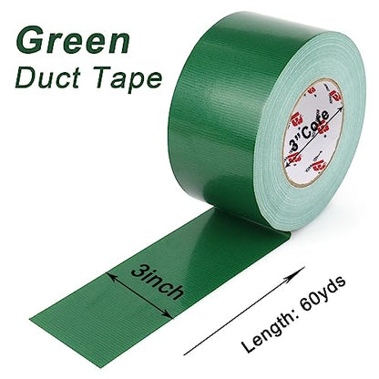 BOMEI PACK 3 Inch Green Duct Tape Waterproof,Heavy Duty,3 Inch x 60 Yards,9 Mil Industrial Grade Green Duct,No Residue,Strong,Flexible and All Weather,Professional for Indoor & Outdoor Use - color: green