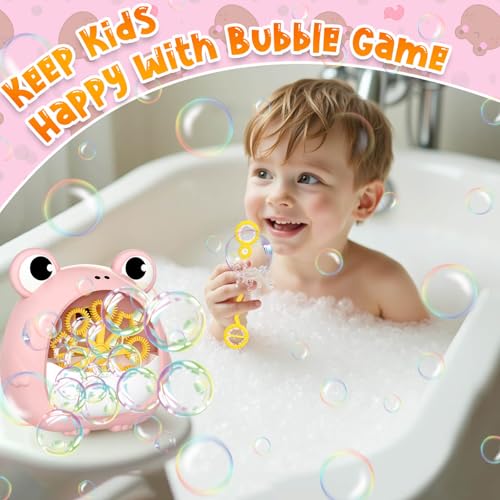 Frog Bubble Machine Toys for Kids 3-8, Outdoor Party Birthday Gift | Bubble Blower Maker with 2 Solutions, Gift for 3 4 5 6 7 8 Year Old Girls Boys - color: Pink