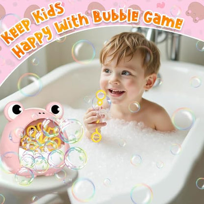 Frog Bubble Machine Toys for Kids 3-8, Outdoor Party Birthday Gift | Bubble Blower Maker with 2 Solutions, Gift for 3 4 5 6 7 8 Year Old Girls Boys - color: Pink