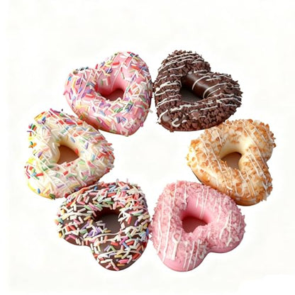 Fake Donuts 6PCS Artificial Doughnut Dessert Heart-Shape Artificial Cake Dessert Fake Cupcake Faux Food Model Realistic Donuts for Decoration Display Photography Props