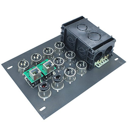 FBL12+AC Recessed Floor Box With 6 XLR Female, 2 XLR Male, 2 Ethernet, 2 TRS + Duplex AC (Pre-wired: 18" Wires) - color: Pre-wired: 18" Wires