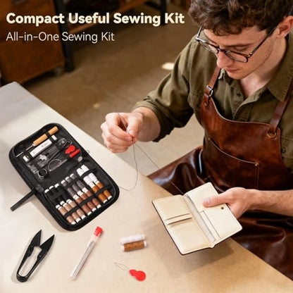 Coquimbo Leather Sewing Kit: 43pcs Needle and Thread Kit with Sewing Awl | Upholstery Repair Kit, Heavy Duty Sewing Tools for Car Seats, Bags, Shoes, Sofa, Tents, Carpets, Leather Crafts, DIY