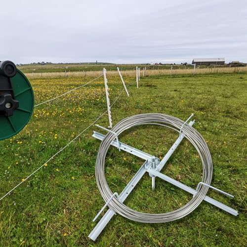 Steel Spinning Jenny Fence Wire Dereeler, Adjustable Fence Wire Dereeler | Made of Galvanized Steel, 360 Degree Rotating Spinning Jenny with Brake, Supports Multiple Wire Sizes